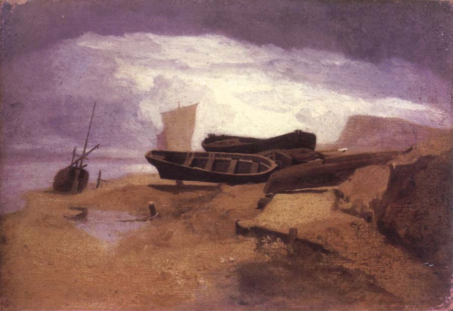 seashore with boats